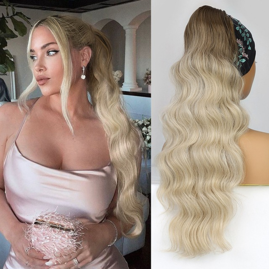Coada de Par cu snur Ombre Saten Natural/ Blond Deschis